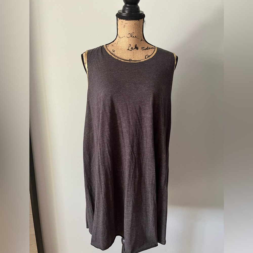 Natural Life Gray Top with Gold Accents